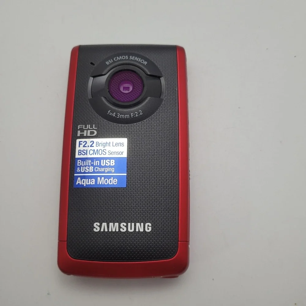 Samsung HMX-W200 Red Rugged Pocket Cam Waterproof Shockproof Full HD Camcorder